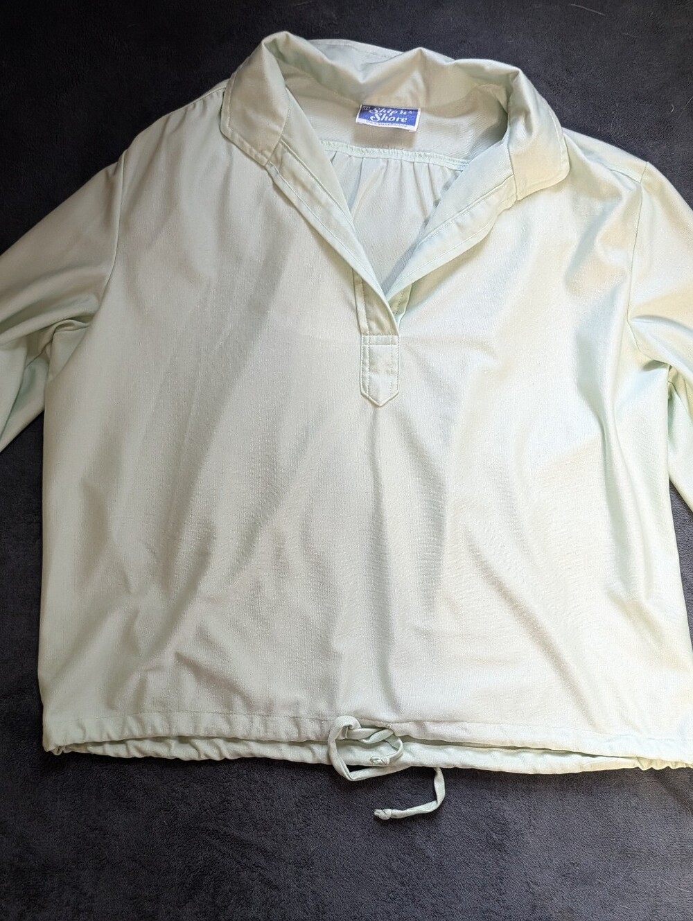 Vintage 70s Ship 'n Shore Drawstring Hem Blouse - Mint Green
